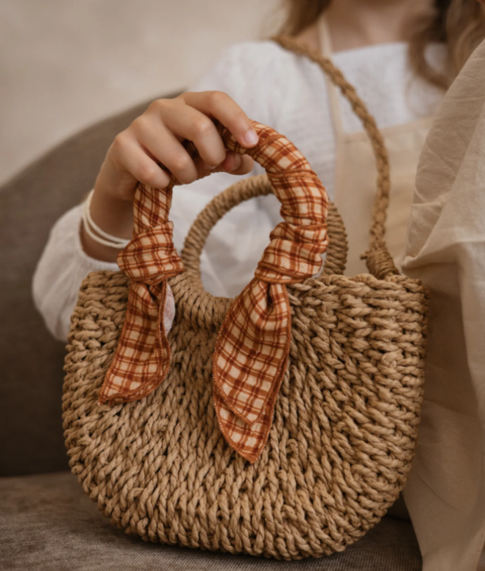 Mini sac en paille - Carreaux