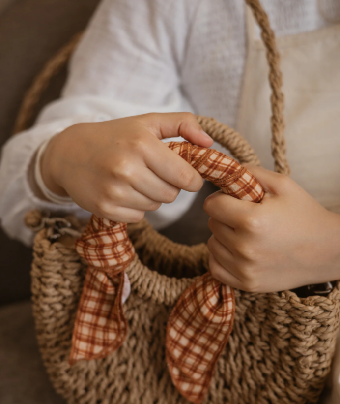 Mini sac en paille - Carreaux