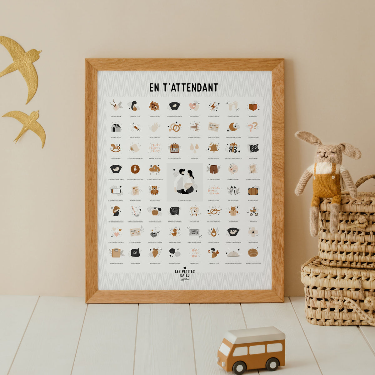 Affiche "En t'attendant" peau claire, Maman Papa