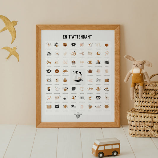 Affiche "En t'attendant" peau claire, Maman Papa