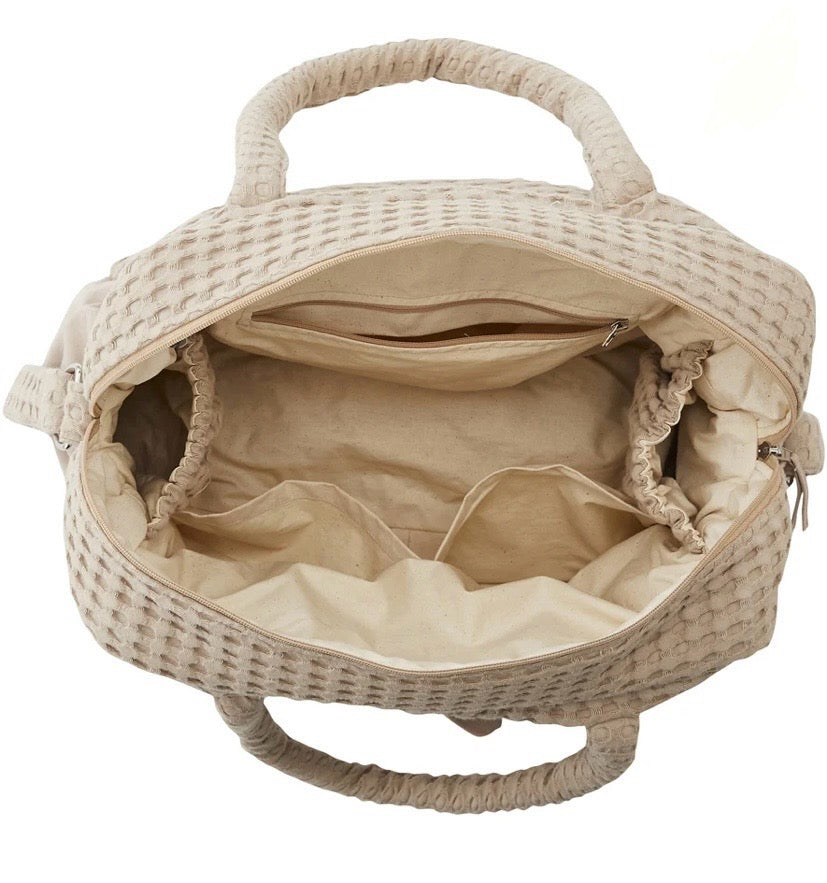 Sac à langer en coton gauffré Beige
