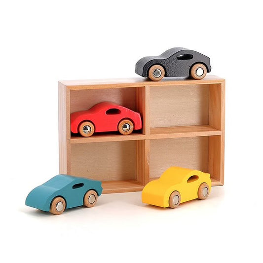 Coffret de 4 voitures Super cars en bois