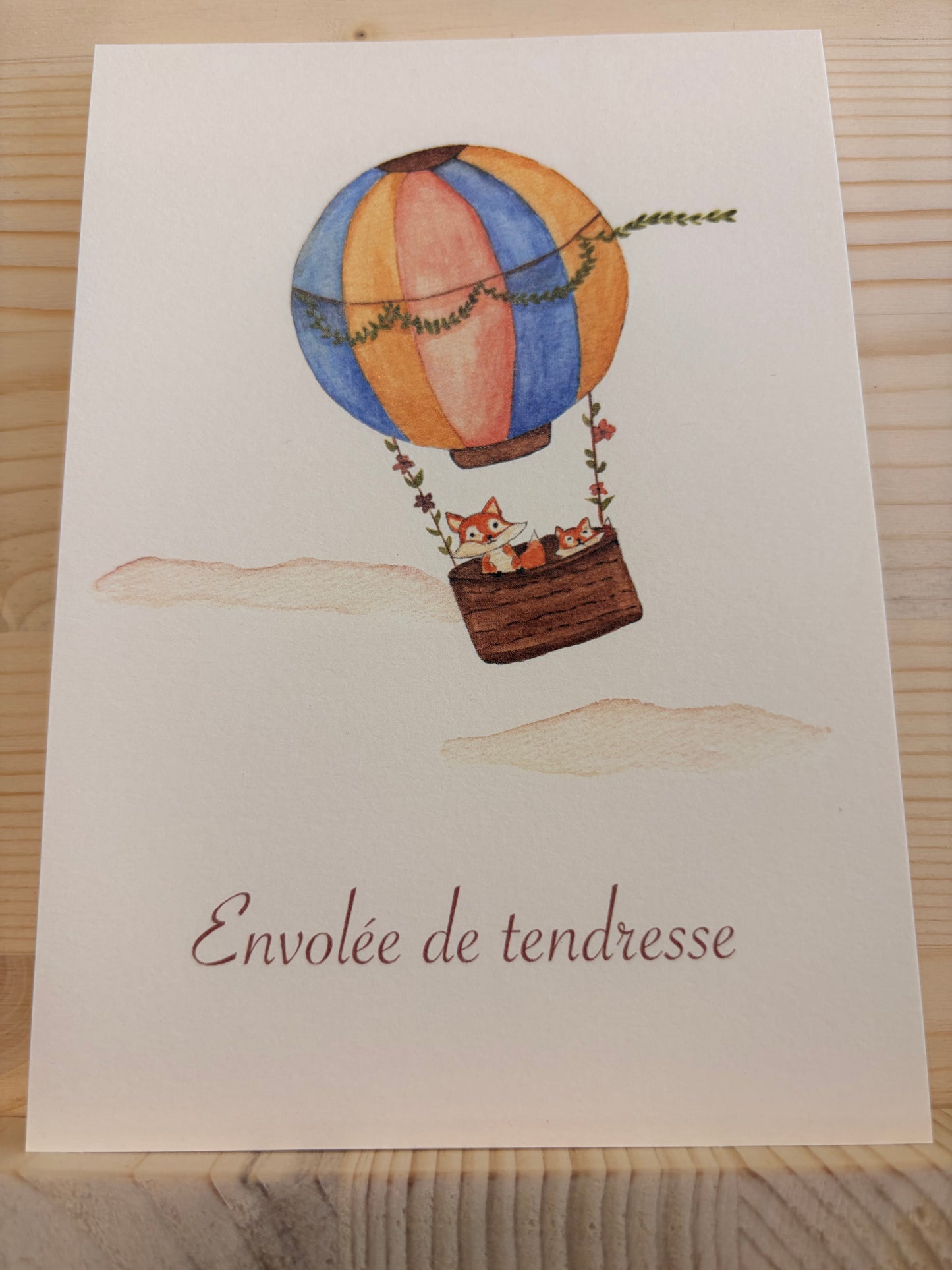 Carte Aquarelle Montgolfière renard