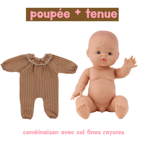 Poupée Louis - combinaison avec col et fines rayures