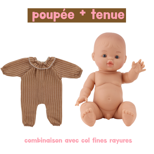 Poupée Louis - combinaison avec col et fines rayures