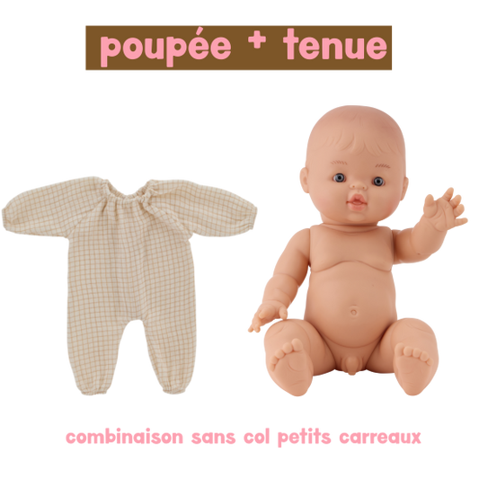 Poupée Louis - combinaison avec col à petits carreaux