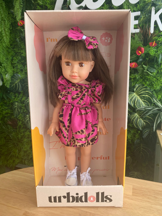 Poupée Amy - Robe rose et léopard