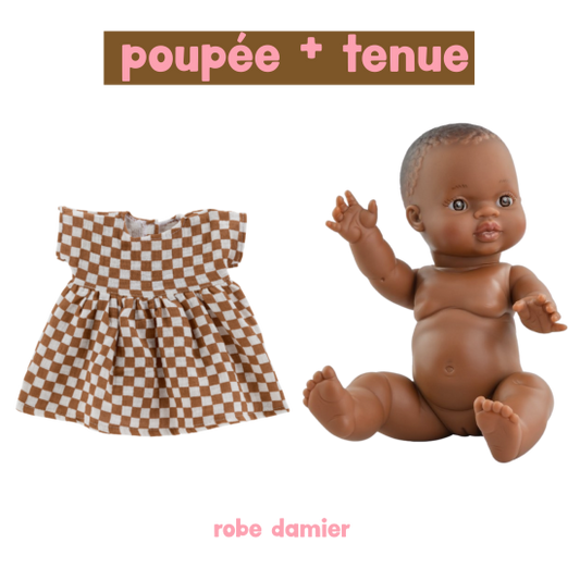 Poupée Romy - Robe damier
