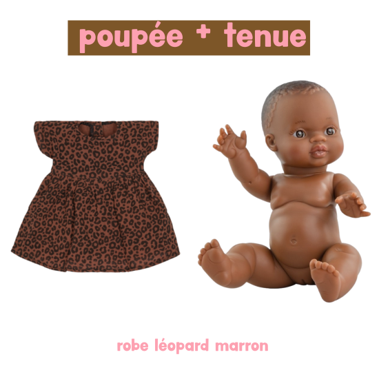 Poupée Romy - Robe léopard foncé