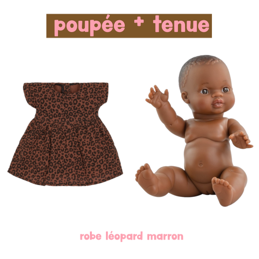 Poupée Romy - Robe léopard foncé