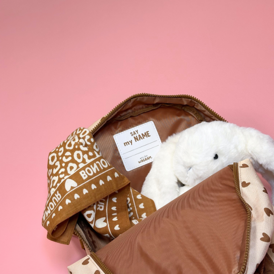 Sac à dos - cœurs marron / fond beige