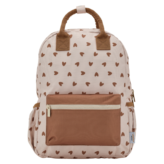 Sac à dos - cœurs marron / fond beige
