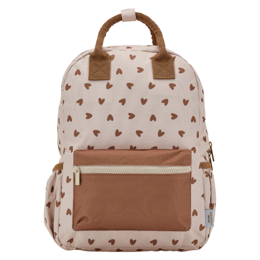Sac à dos - cœurs marron / fond beige