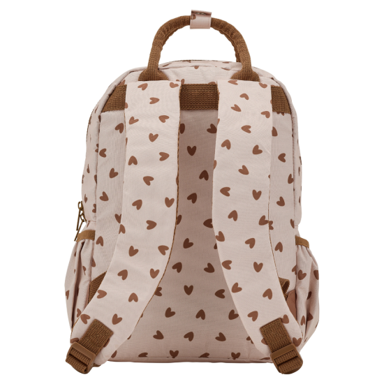 Sac à dos - cœurs marron / fond beige