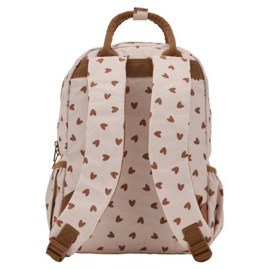 Sac à dos - cœurs marron / fond beige