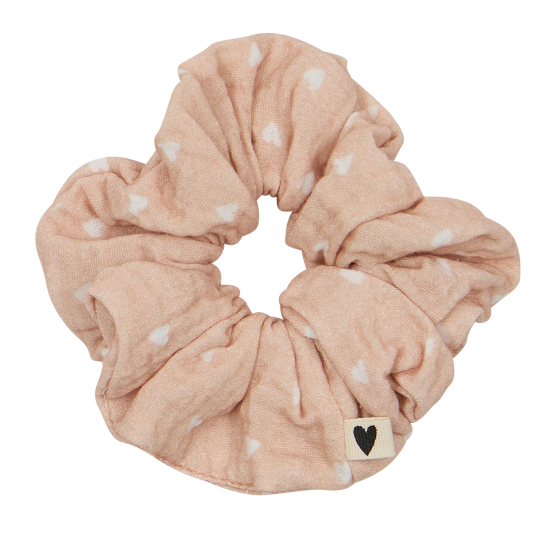 Chouchou beige - petits cœurs