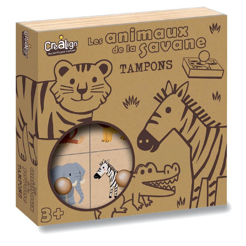 Tampons bois, "Animaux de la savane"