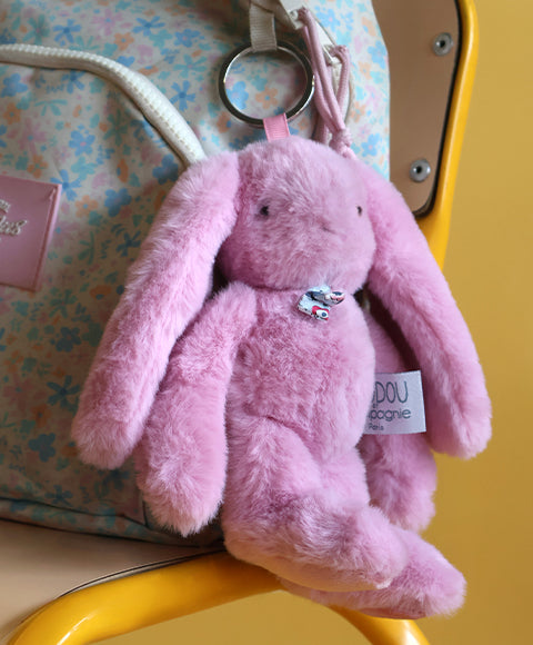 Porte clé en peluche Lapin Rose - 18 cm - Lapin Fleurette