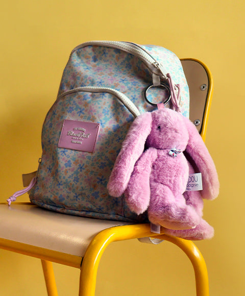Porte clé en peluche Lapin Rose - 18 cm - Lapin Fleurette