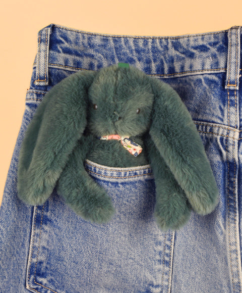Porte clé en peluche Lapin Vert eucalyptus - 18 cm - Lapin Fleurette