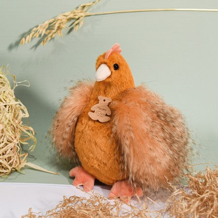 Peluche poule "Poulette" - orange roux - 20 cm