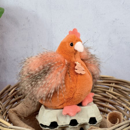 Peluche poule "Poulette" - orange roux - 20 cm
