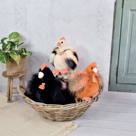 Peluche poule "Poulette" - orange roux - 20 cm
