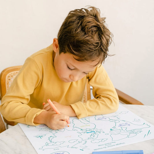 Coloriage réutilisable en silicone - Mon premier planisphère - Français/Anglais