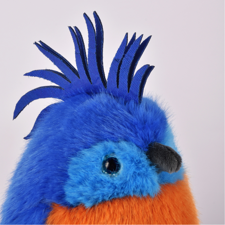 Peluche Perroquet bleu royal - 15 cm