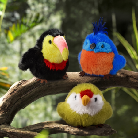 Peluche Toucan noir et jaune - 15 cm