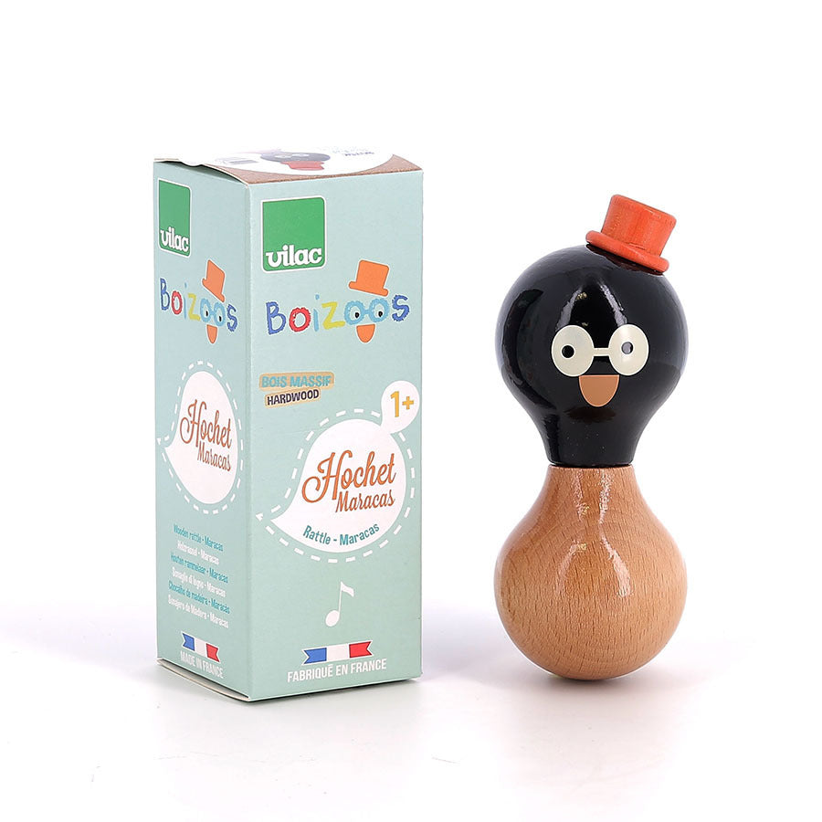 Hochet en bois, René le Pingouin