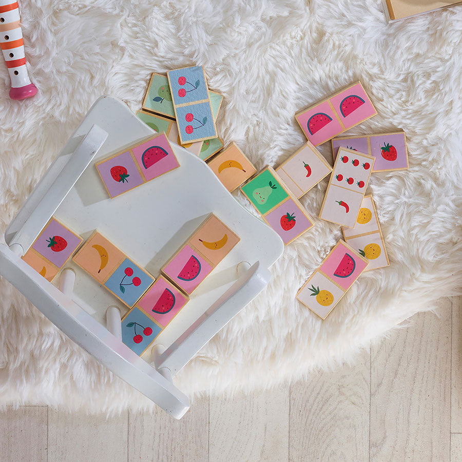 Dominos en bois, Fruits et légumes