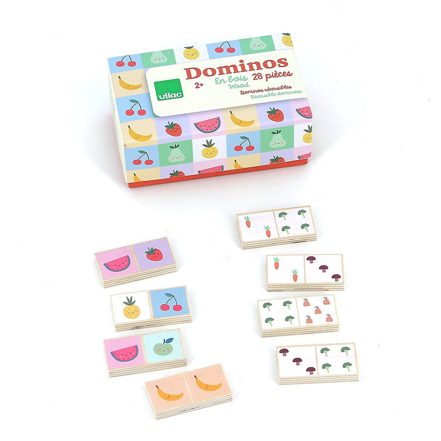 Dominos en bois, Fruits et légumes