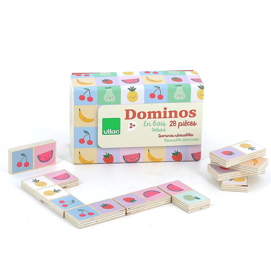 Dominos en bois, Fruits et légumes