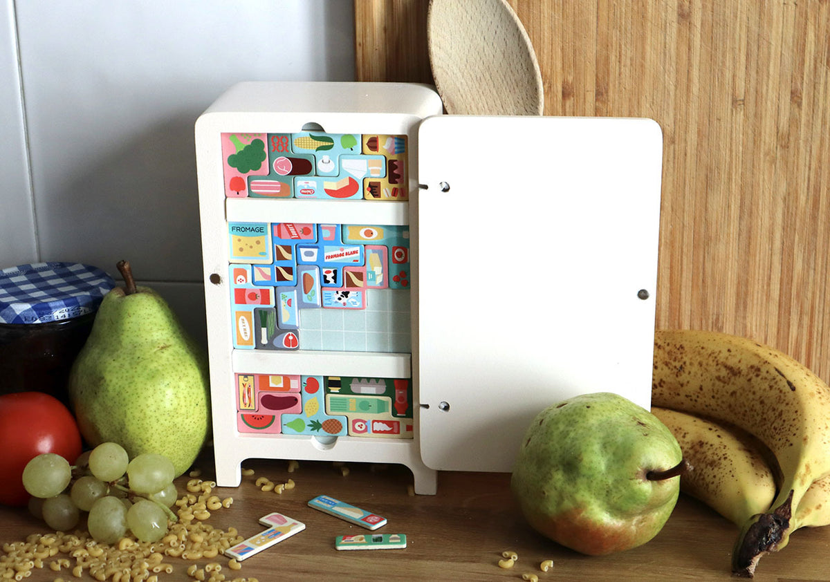 Jeu de logique en bois, "Pack it right" Le Frigo
