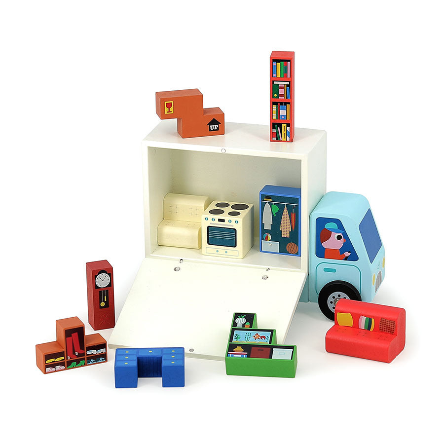 Jeu de logique en bois, "Pack it right" Le Déménagement
