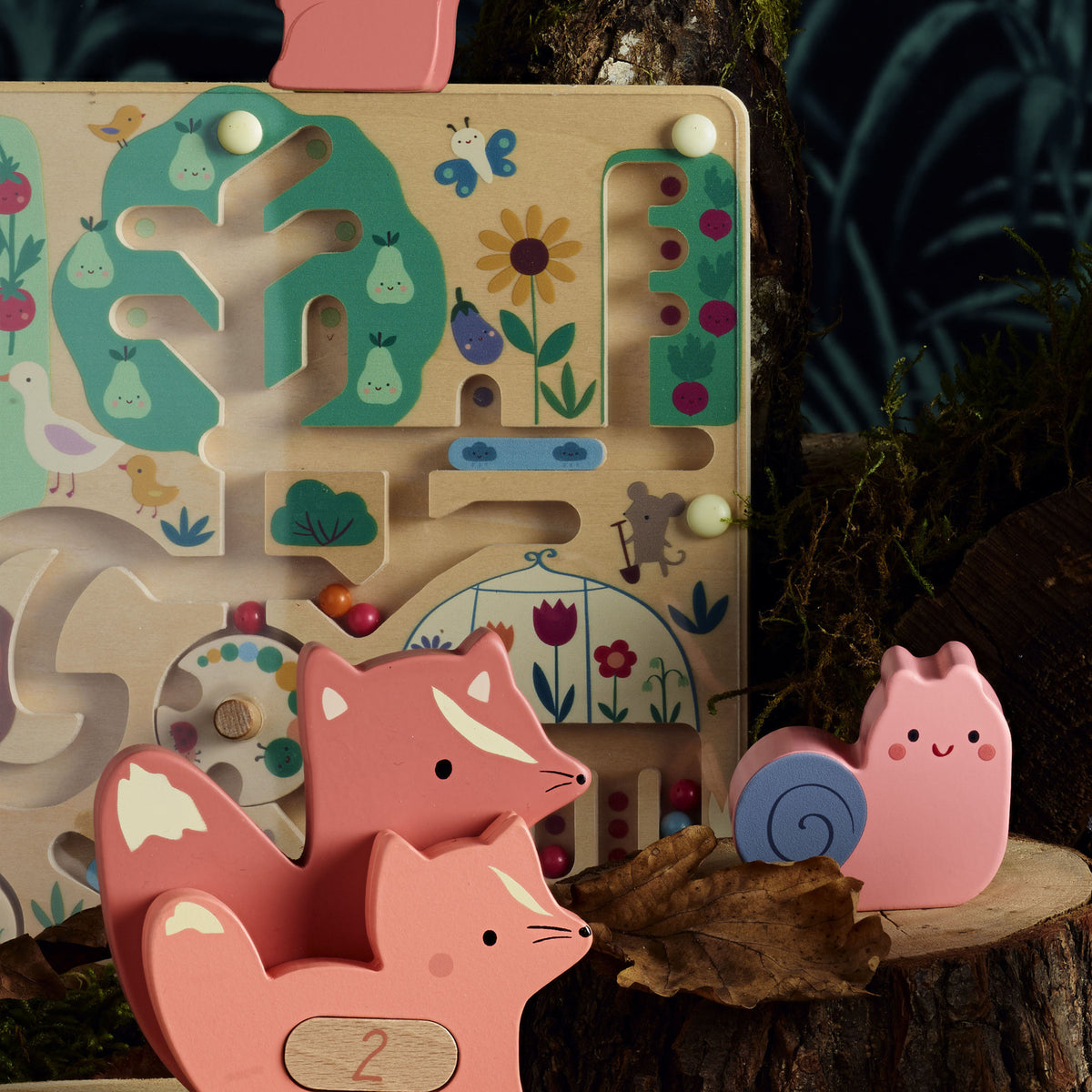 Labyrinthe magnétique en bois - Cueillette au jardin