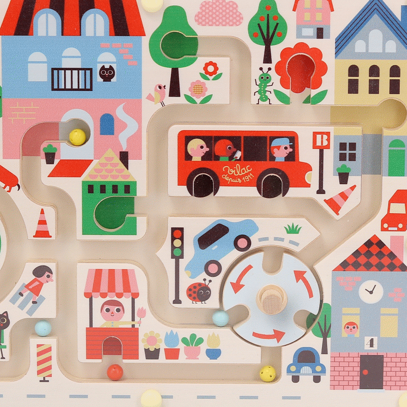 Labyrinthe magnétique en bois - Ma petite ville