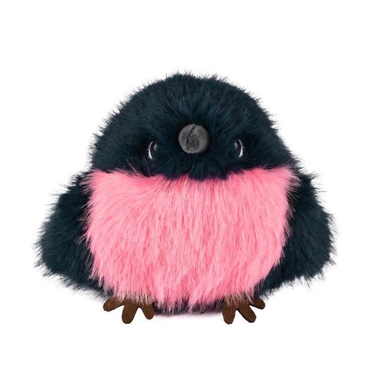 Peluche oiseau Rouge-gorge rose -15 cm
