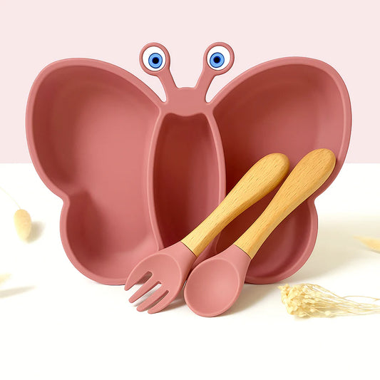 Set repas papillon rose