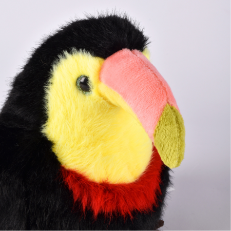 Peluche Toucan noir et jaune - 15 cm