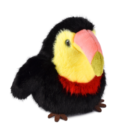 Peluche Toucan noir et jaune - 15 cm