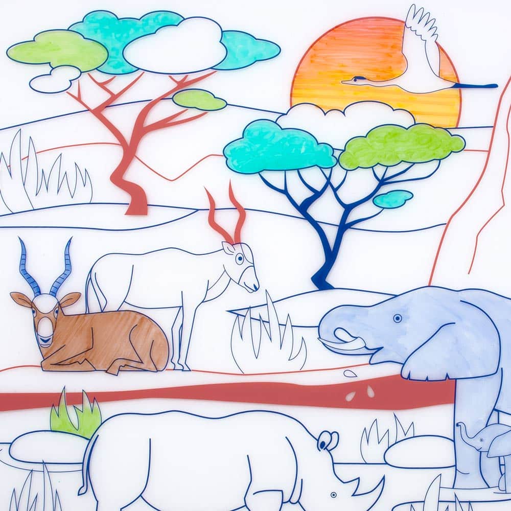 Coloriage réutilisable en silicone - Savane Africaine