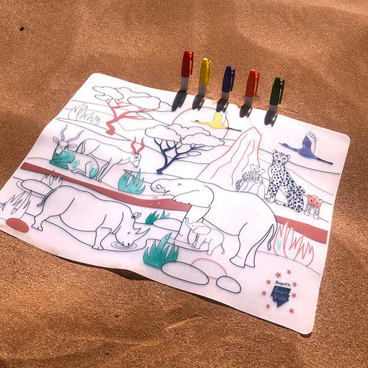 Coloriage réutilisable en silicone - Savane Africaine